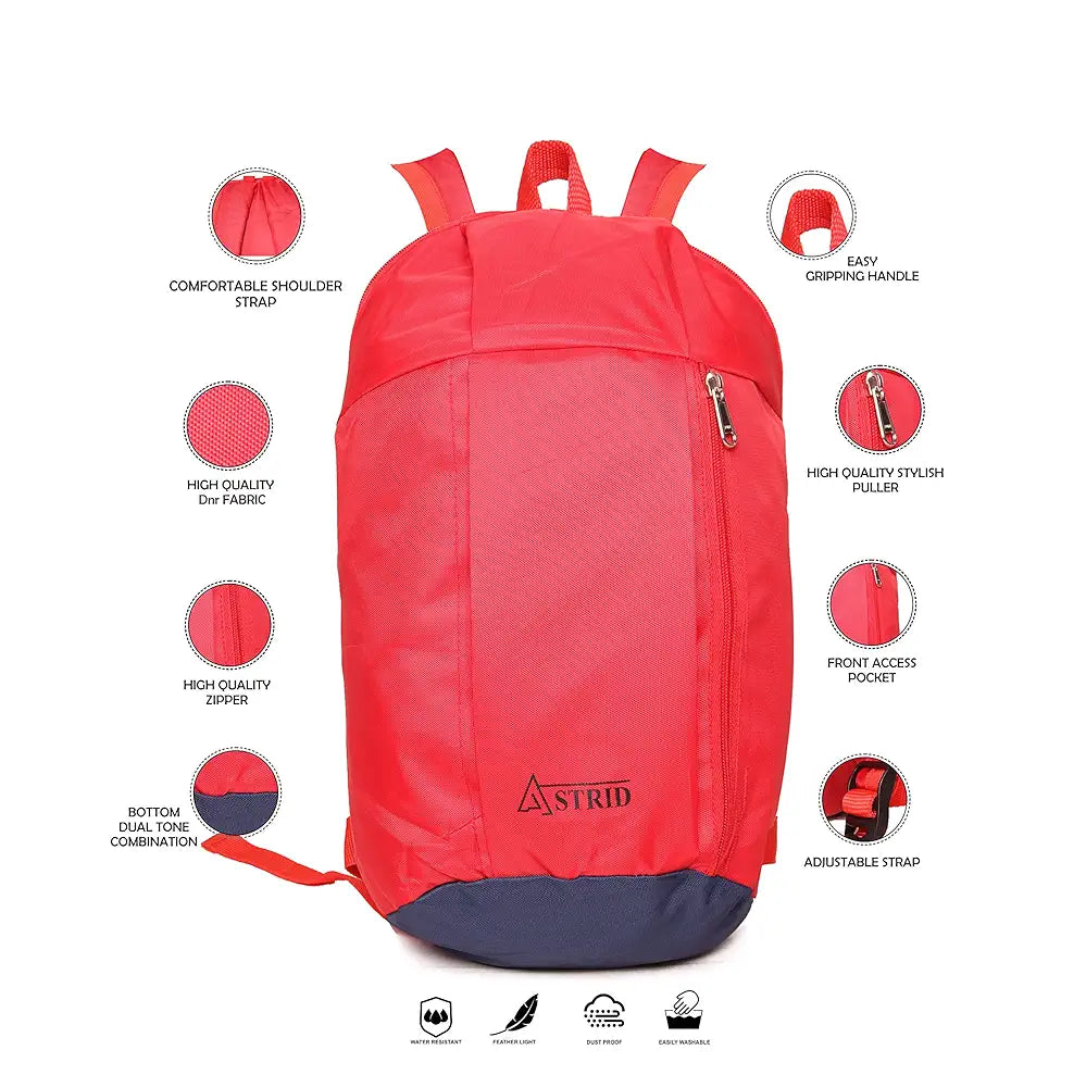 Astrid Canvas Girls Backpack Medium Size Colour Red