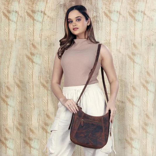 Goatter Hunter Leather Sling Cross-BodyBag for Girls And Women,