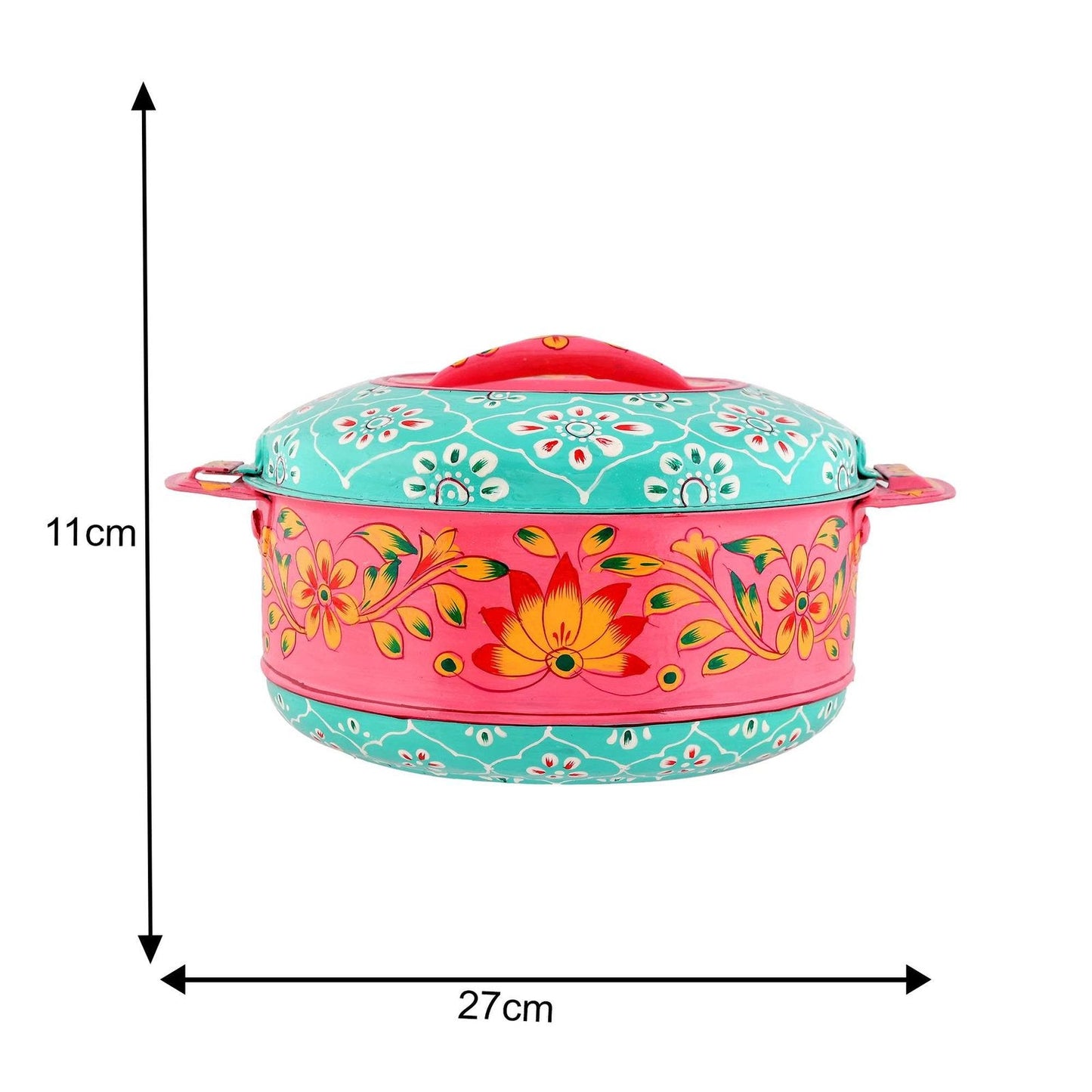 Premium Hand-Painted Pink & Teal Hot Case Casserole with Floral Design
