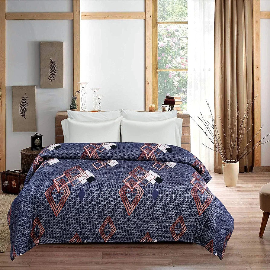 BSB Home Super Soft Glace Cotton Microfiber Filling King Size Hot and Warm Blanket for Winter Double TC 260 Grey Cricle