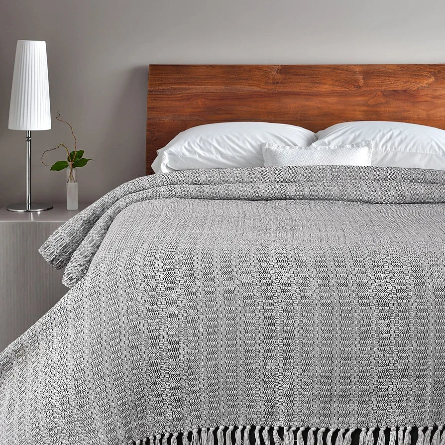 Sashaa World Cotton Striped Super Soft & Breathable Throw Blanket Colour Black