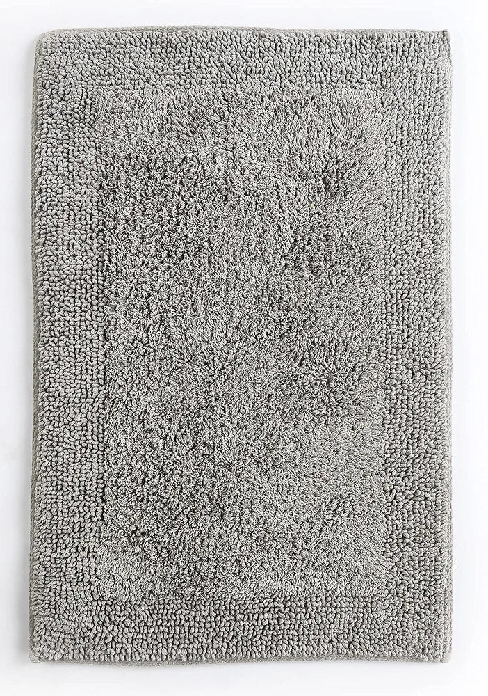 Sashaa World Super Absorbant Cotton Reversible Bath Rectangular Mat Bathroom Rugs Colour Grey