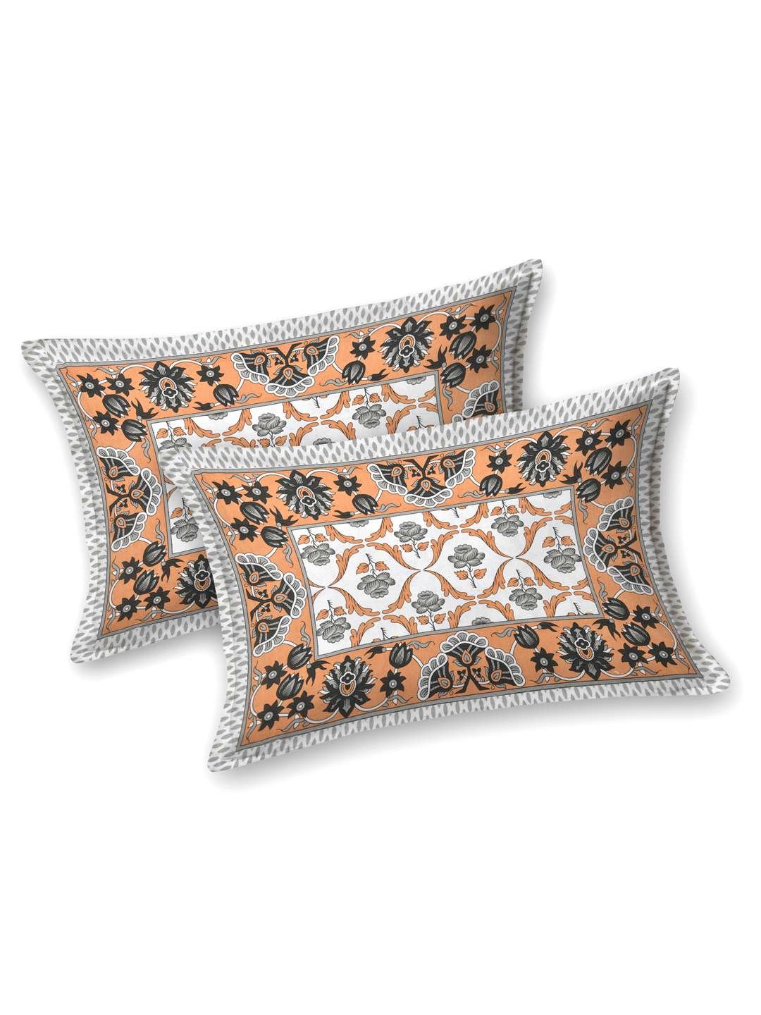 100% Pure Cotton Traditional Printed Bedsheet for Double Bed King Size Bedsheet with 2 Pillow Covers