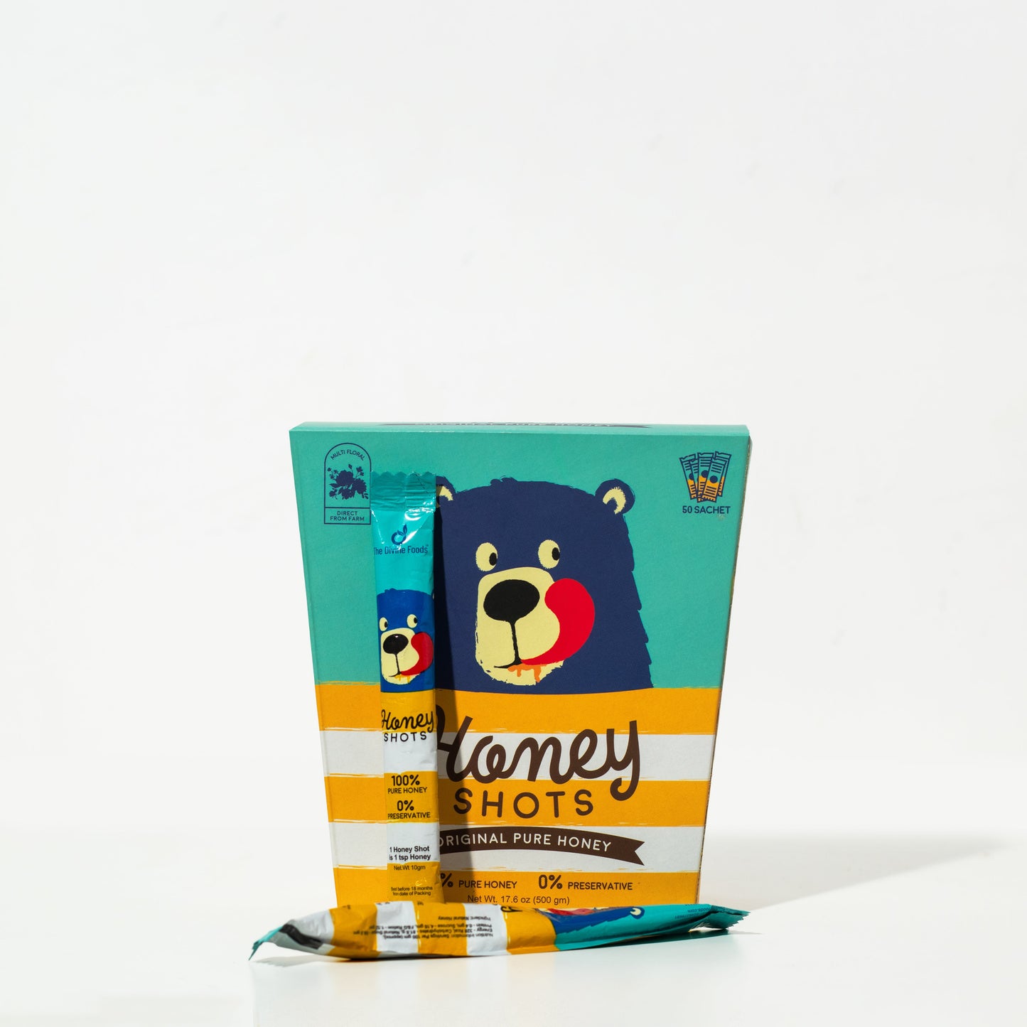 Ginger Honey Shots | 36 pack | (360 gm) | Pure Honey (Single Serving honey Sachets)