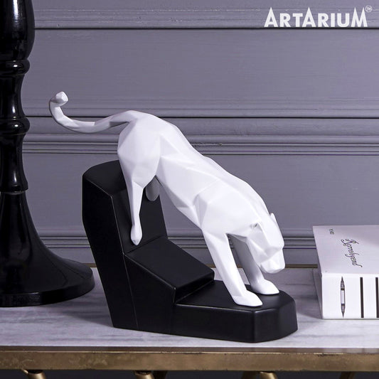 Artarium Modern Geometric Leaping Jaguar Figurine Idol
