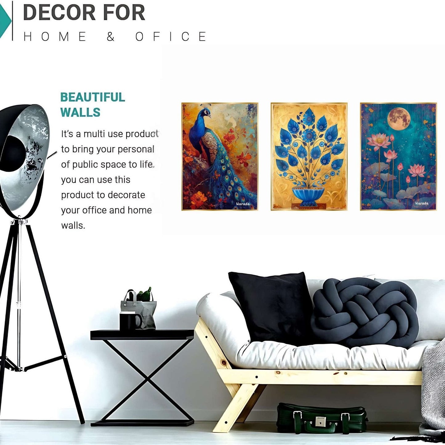 Set of Three Wall Paintings for Wall Dacoration Golden Framed Wall Paintings for Living Room & Bedroom Wall Art for Home Decoration & Office Wall Décor (18×12 inch CH-GD3-11)