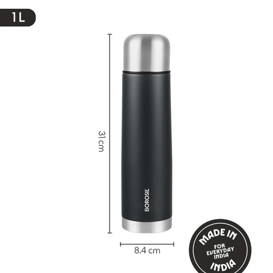 Borosil Thermo Double Wall Insulated Bottle Matte Black