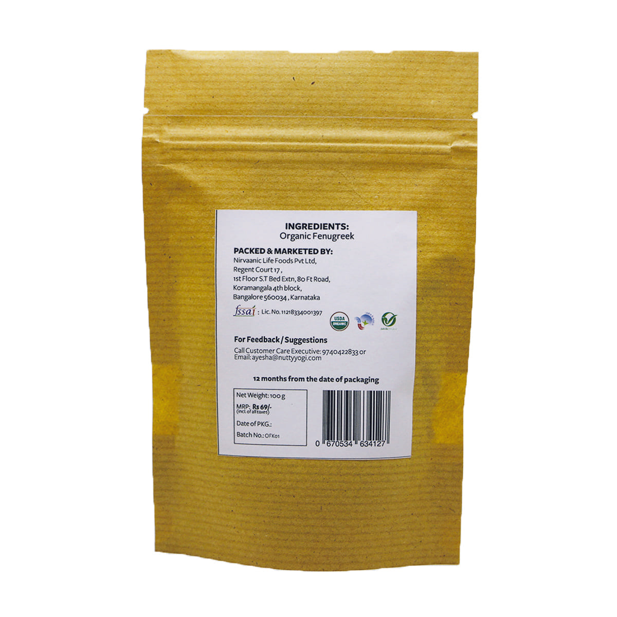 Nutty Yogi Organic Fenugreek Seeds 100gm