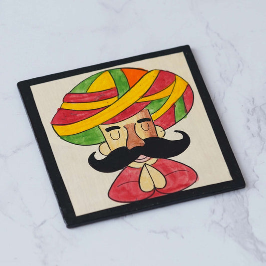 Handcrafted Rajasthani Wooden Tea Coasters: Exquisite Table Decor from India.