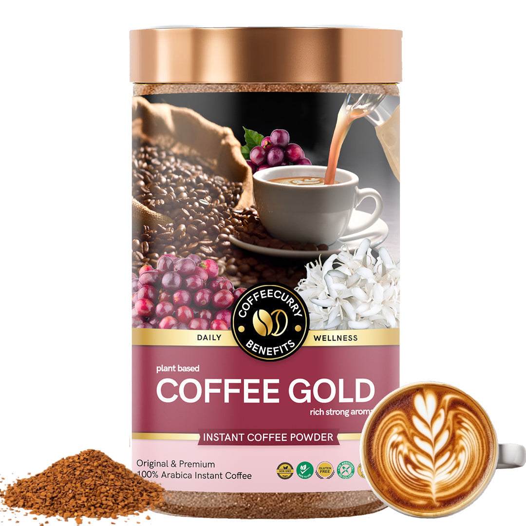 Gold Instant Coffee Powder - Arabica Freeze Dried Coffee for Instant Hot & Cold Coffee