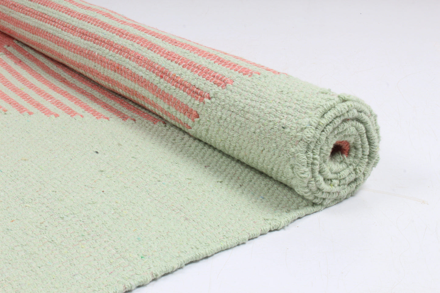 Shramdaan Handwoven Peach and Green Yoga Mat