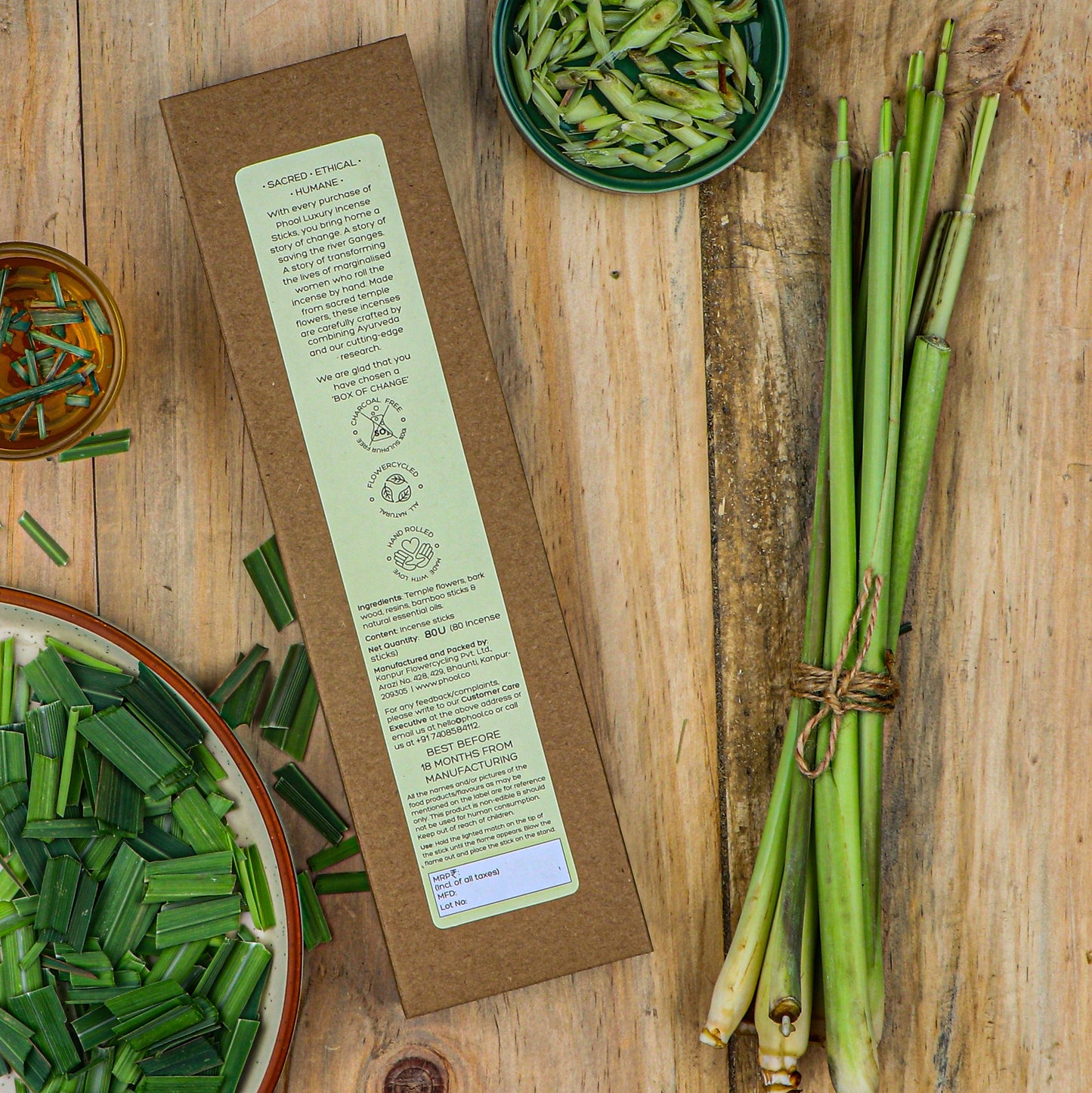 Phool Natural Incense Sticks Refill Pack Lemongrass - 80 Sticks