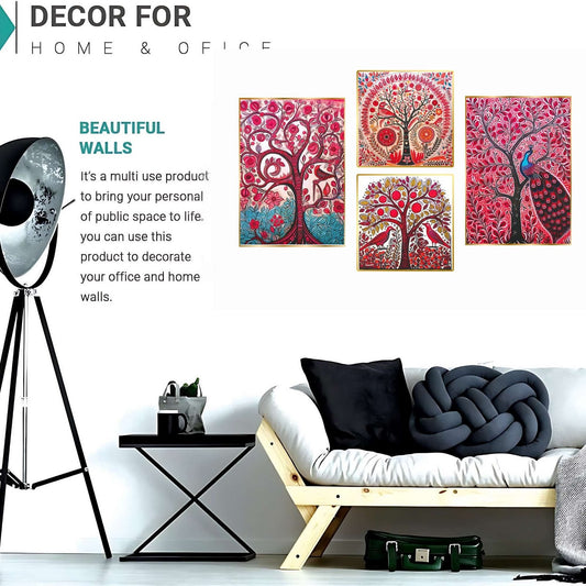 Set of Four Wall Paintings for Wall Dacoration Golden Framed Wall Paintings for Living Room & Bedroom Wall Art for Home Decoration & Office Wall Décor (13×10 inch CH-GD4-4)