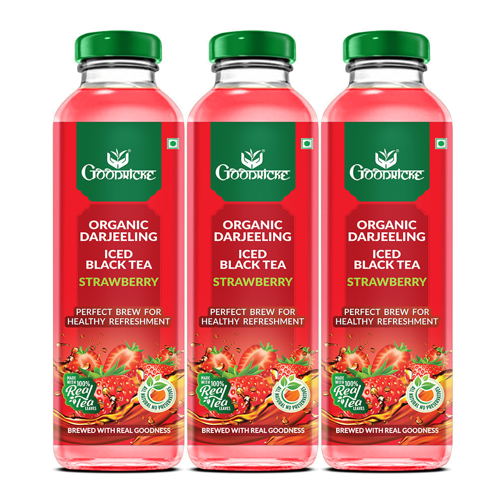 Strawberry (350 ml) (Pack of 3)- Organic Darjeeling Iced Black Tea