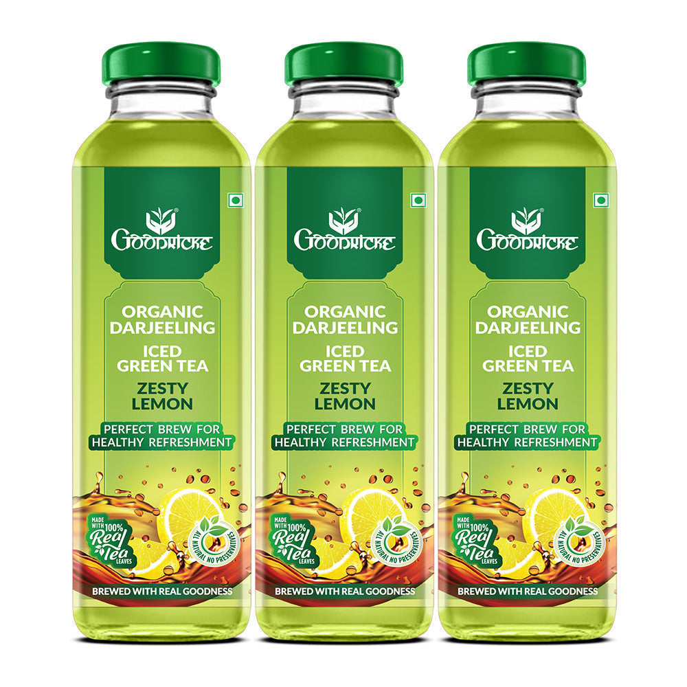 Zesty Lemon Organic Darjeeling Iced Green Tea (350 ml) (Pack of 3)