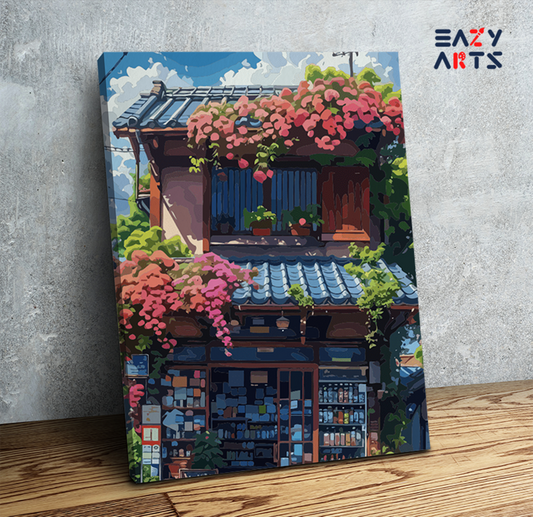 Charming Japanese Storefront Paint by Numbers Kit