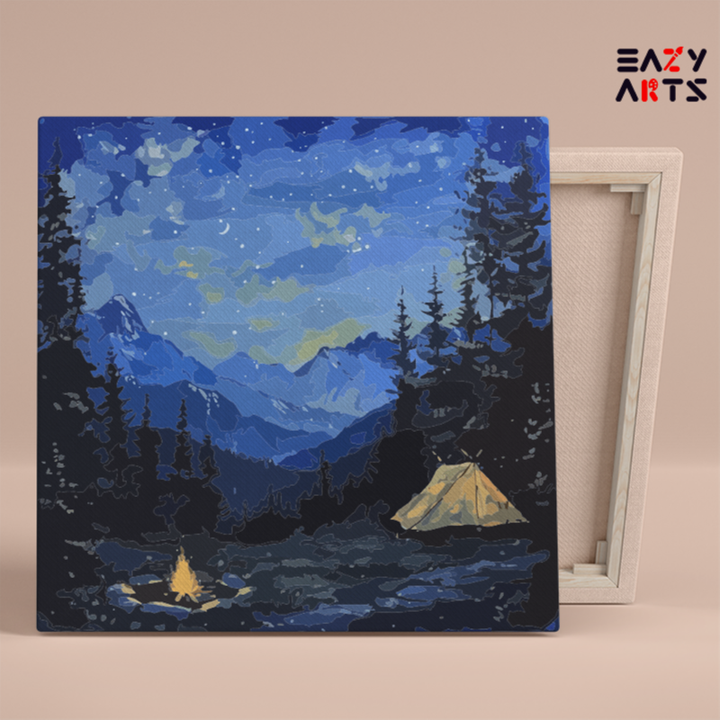 Starry Night Camping Landscape Paint by Numbers Kit