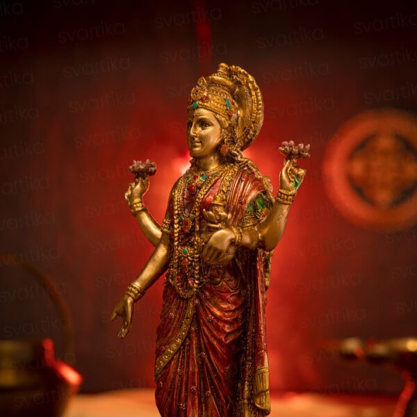 Svastika Goddess Lakshmi Standing Idol – 10 Inch