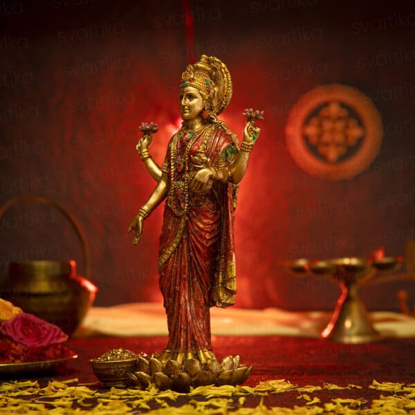 Svastika Goddess Lakshmi Standing Idol – 10 Inch