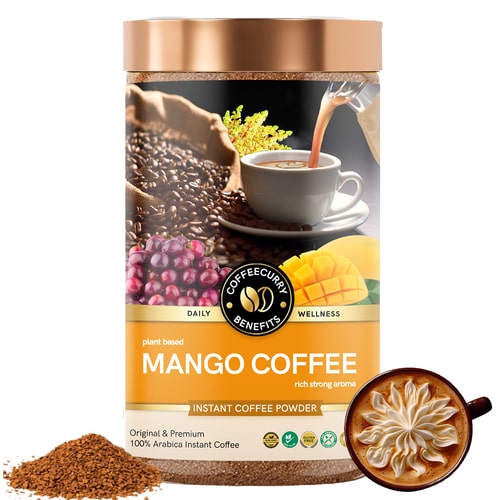Mango Instant Coffee Powder - Arabica Freeze Dried Coffee for Instant Hot & Cold Coffee