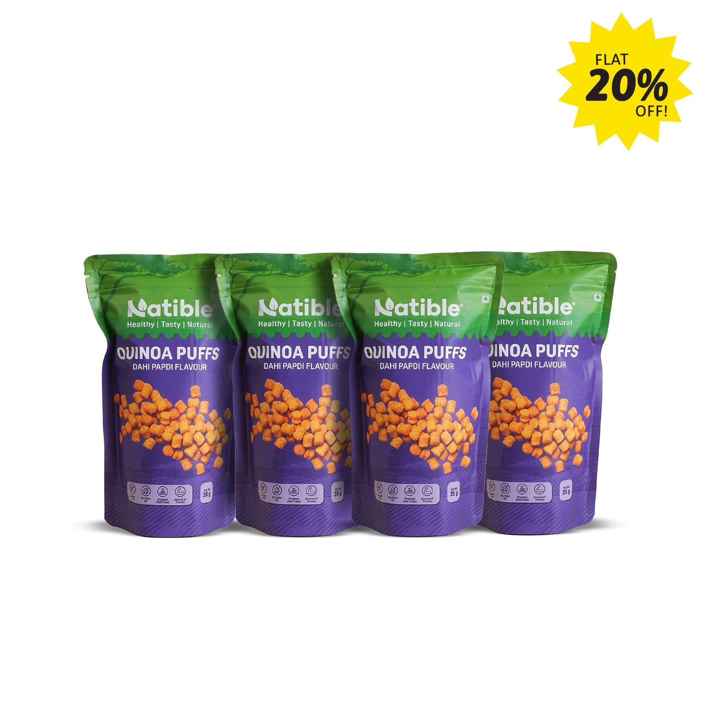 Combo Pack of 4 - Small Pack of Quinoa Dahi Papdi Puffs