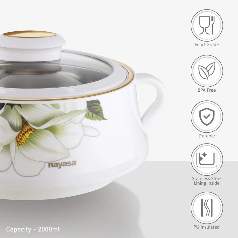 Nayasa Lorenzo Glass Lid Insulated Casserole 1500ml