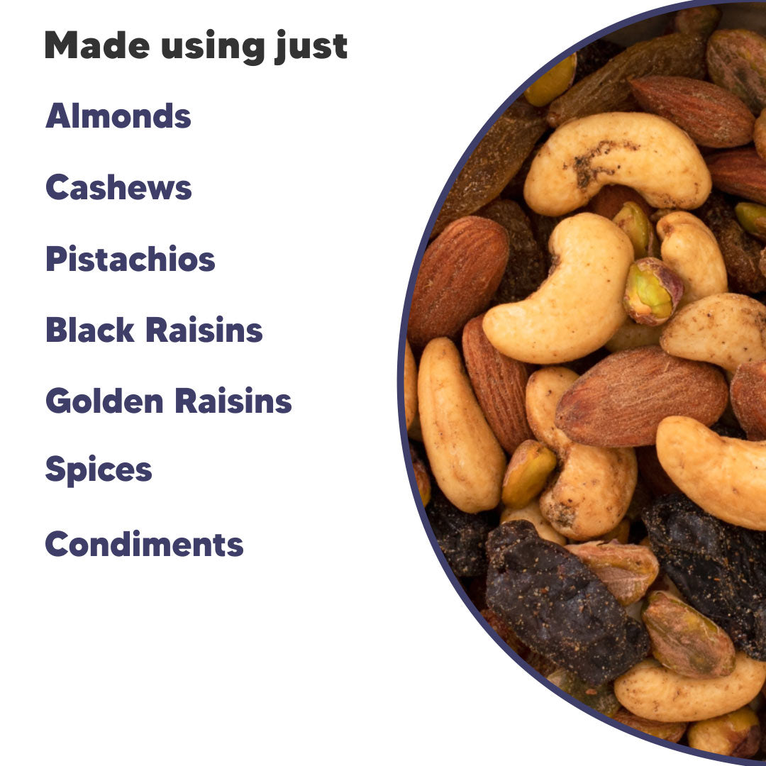 Premium Nut Mix - Jumbo Nuts & Raisins - Roasted & Spiced