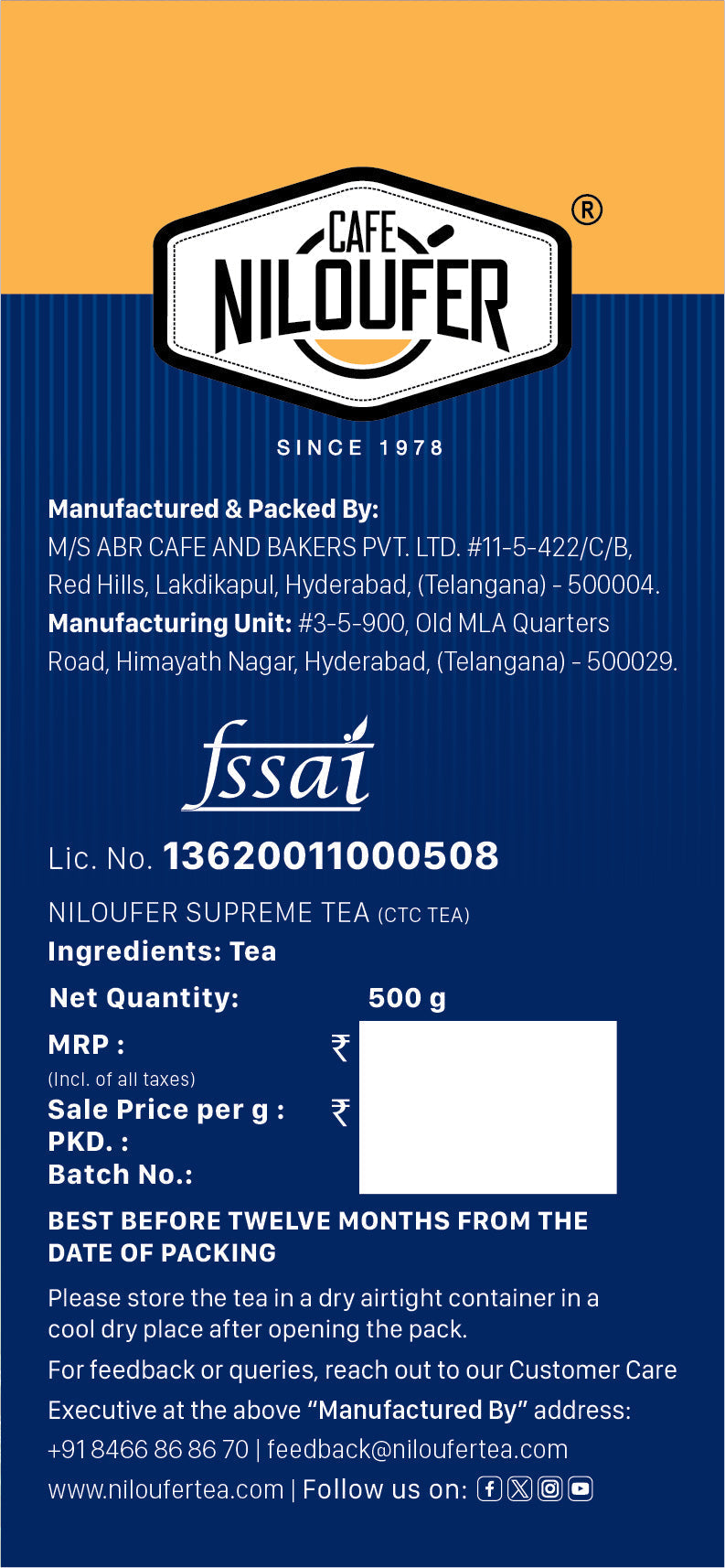 Niloufer Supreme Tea Powder