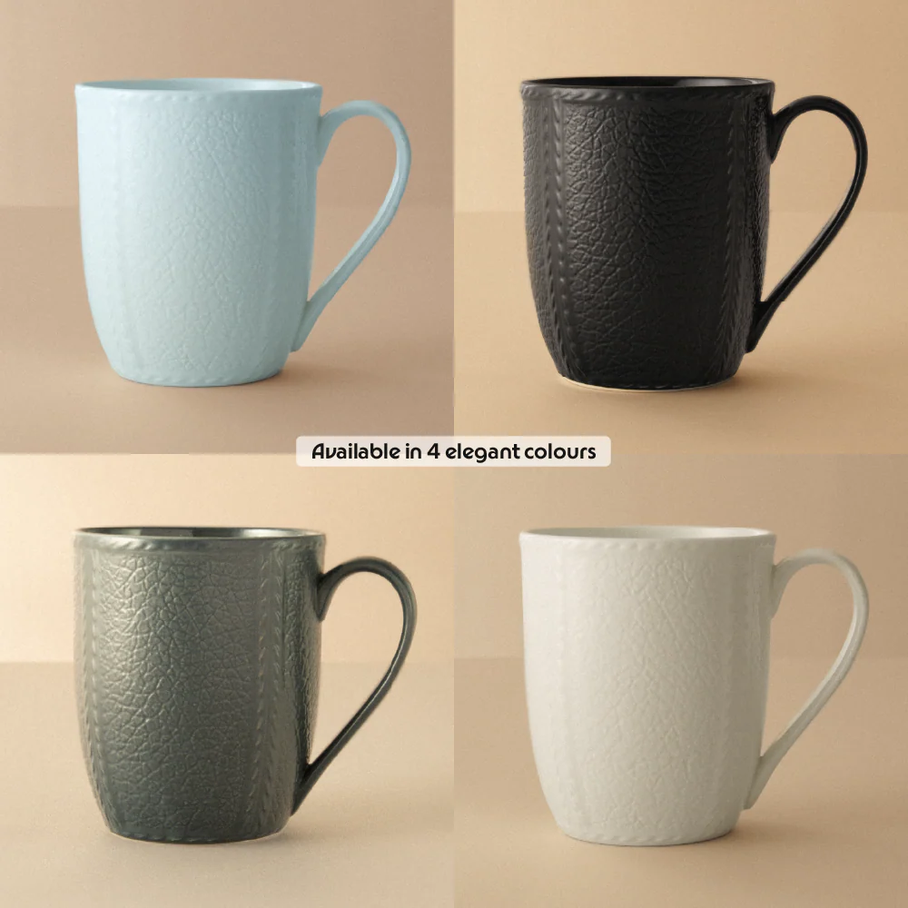 Borosil Porcelia Elva Mug Slate Set of 2 (350ml×2)