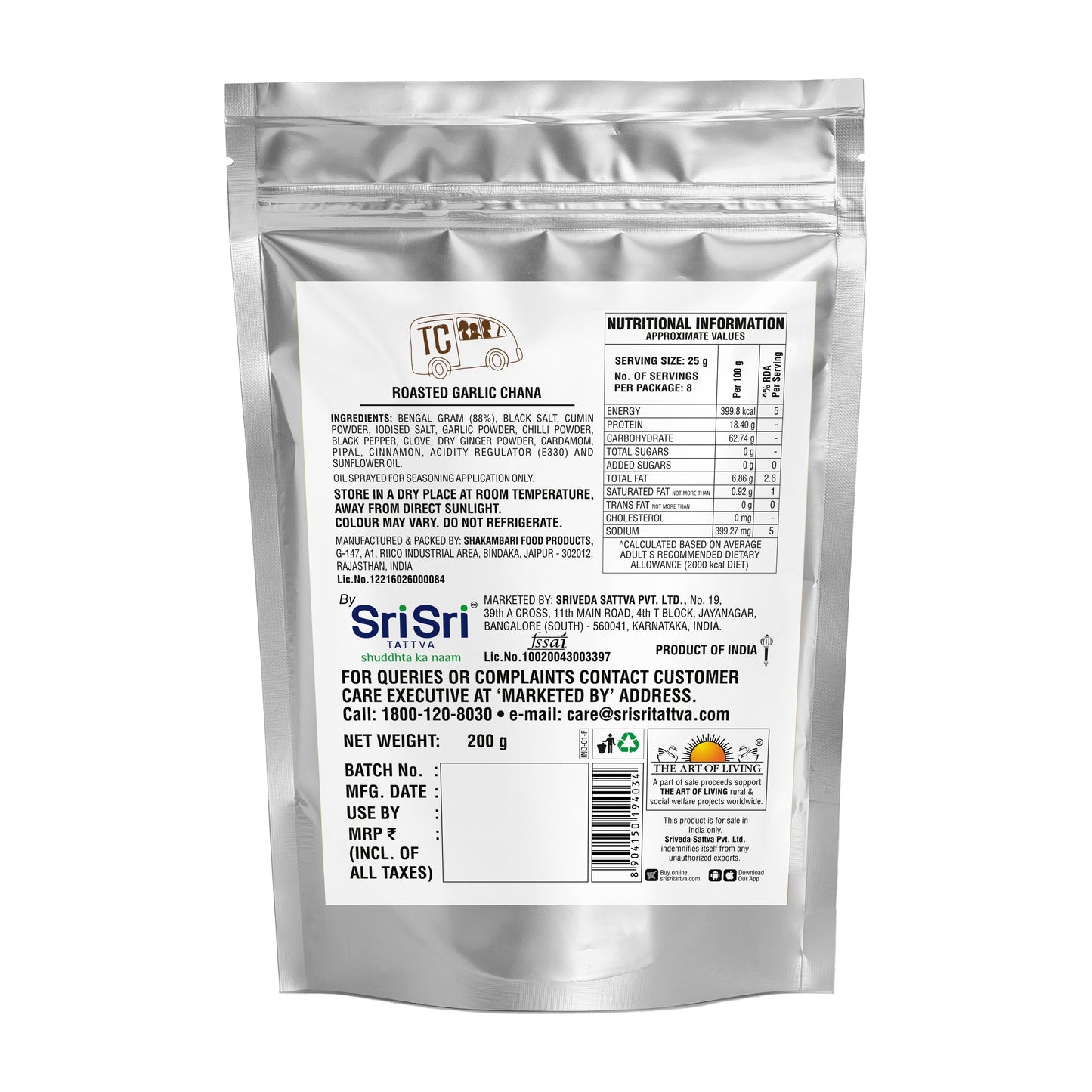 TRUE CREW Roasted Garlic Chana Pouch 200 g