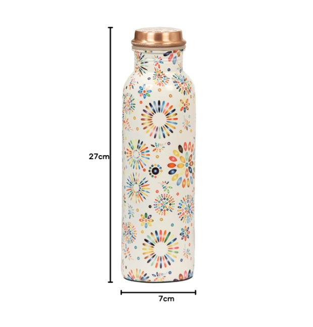 KC Rainbow Design Pure Copper Designer Water Bottle - 1000ml