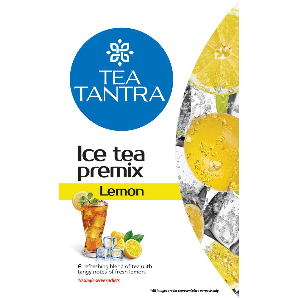 Tea Tantra Lemon Ice Tea Instant Premix powder | Refreshing & Zesty | Ready To Drink | 10 Sachets | No Artificial Colour & Flavours