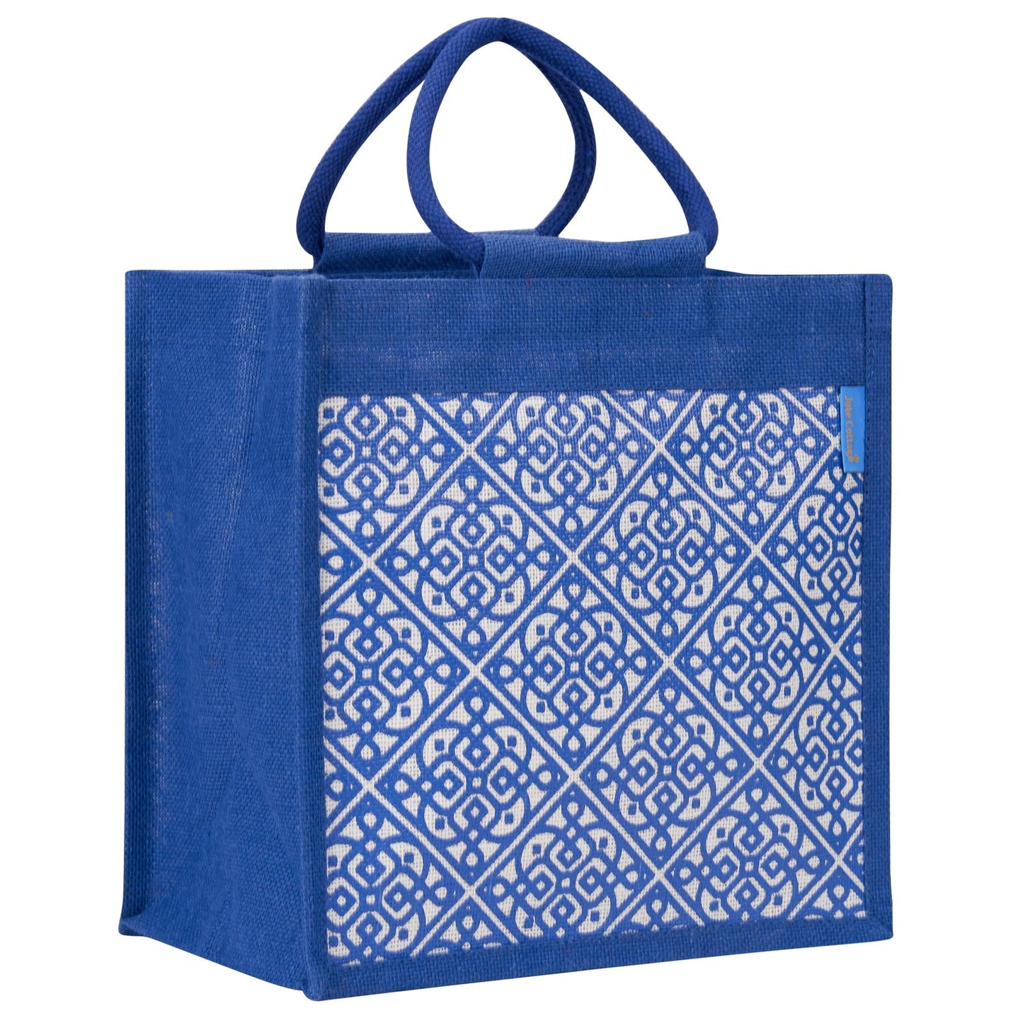 Jute Cottage Moroccan Print Zipper Lunch Bag 100% Genuine Jute