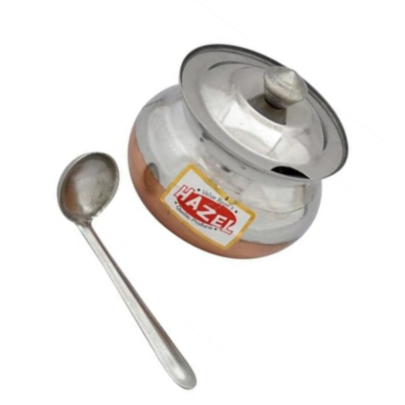 Hazel Ghee Pot with Spoon Stainless Steel Copper Bottom Ghee Container for Kitchen Premium Oil