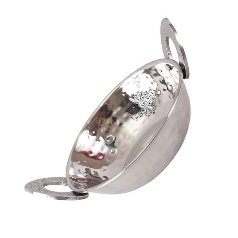 Indian Art Villa Steel Kadhai Wok with Steel Handle 400 ml Capacity - 267 gms