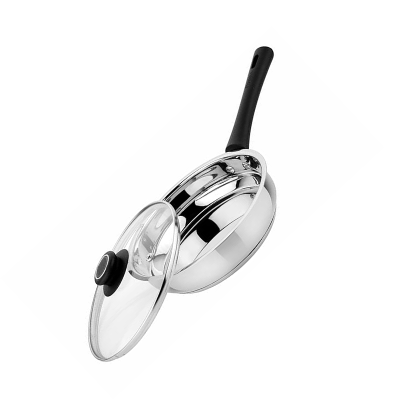 Prabha Heavy Gauge Bottom Encapsulated Base Induction Stainless Steel Frypan with Lid 1.1L and Size 18cm