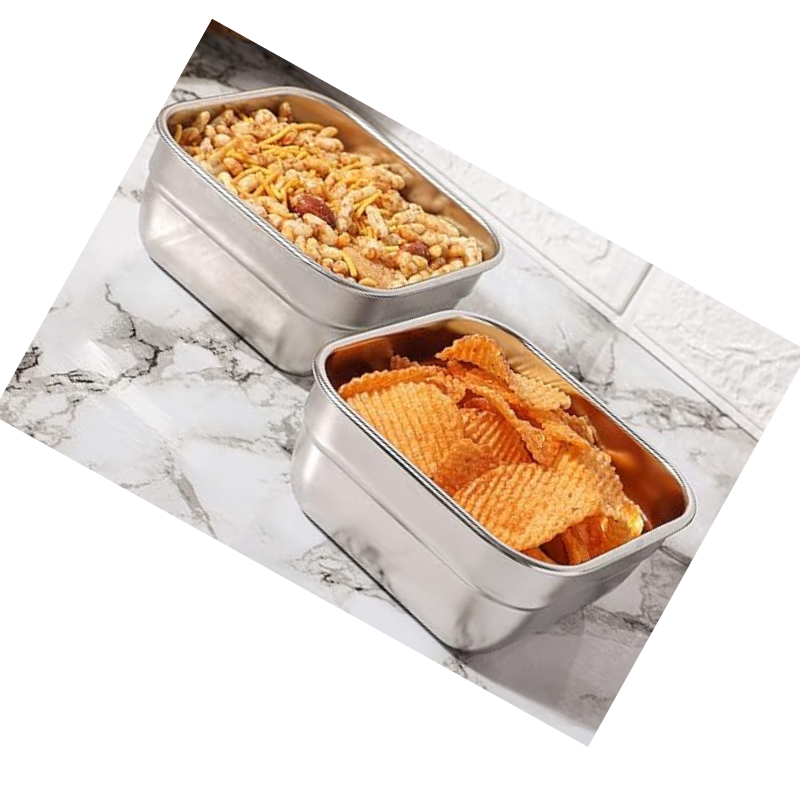 Femora Stainless Steel Square Serving Bowl Set of 2 | 380 Ml