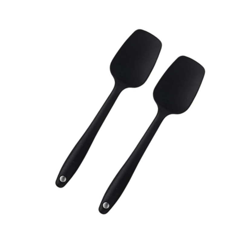 P-Plus International Heat-Resistant Baking Set Spoon Set & Spatulas for nonstick Set Black Set of 3