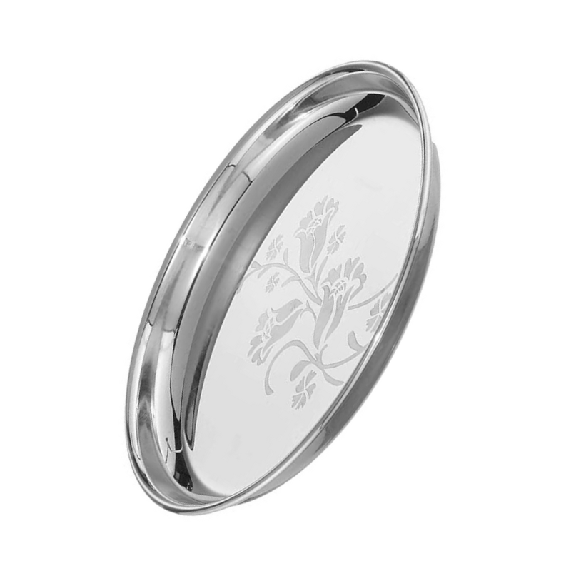 Neelam Stainless Steel 9 22G Lazer Etching Buffet Plate 20 cm - 25 gms