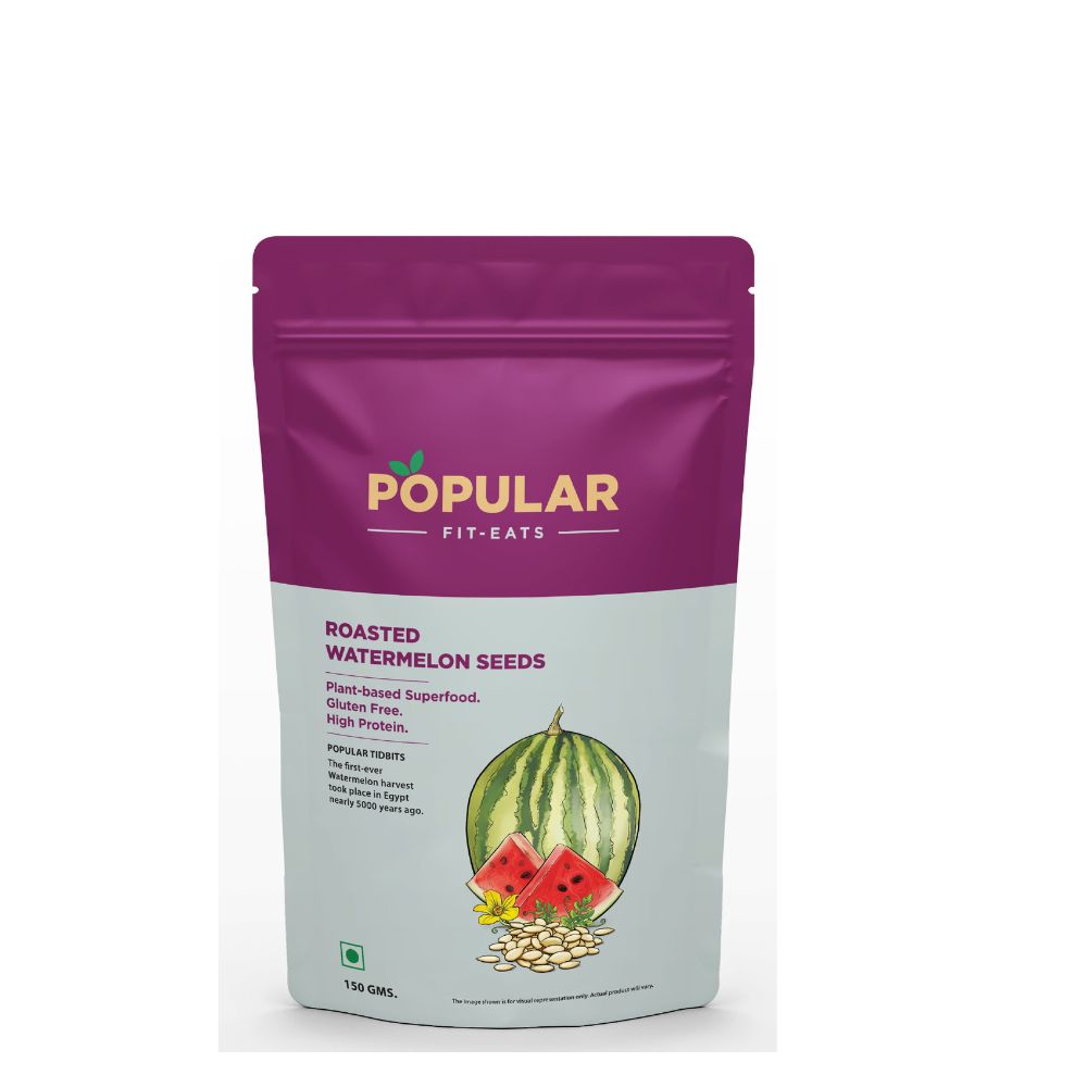 Popular Foods Fit Eats Roasted & Unsalted Watermelon Seeds - 150 gms