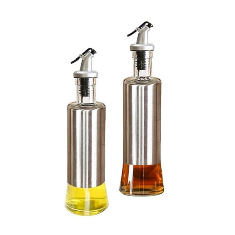 Spatlus Glass Steel Vinegar And Sauce Dispenser 320 ml Each Transparent Steel