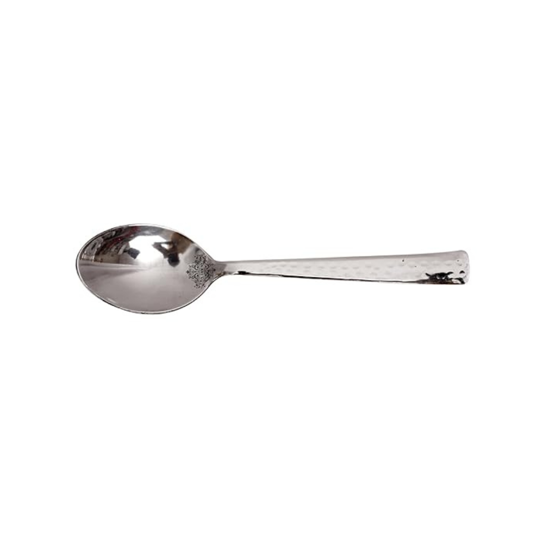 IndianArtVilla Handmade Hammered Stainless Steel Coffee Spoon Cutlery Set, 2 Pieces