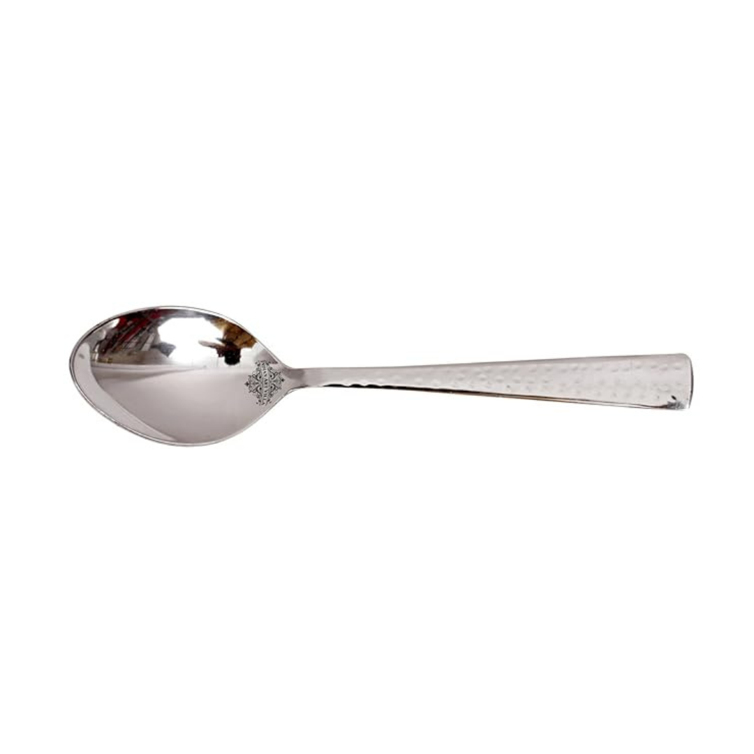 IndianArtVilla Handmade Hammered Stainless Steel Dessert Spoon Cutlery, 1 Pieces