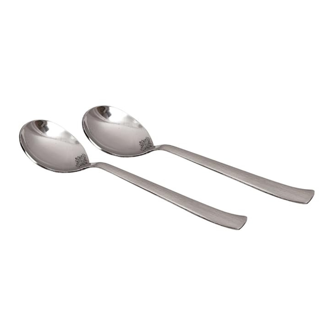Indian Art Villa Handmade Hammered Stainless Steel Soup Spoon Cutlery Set, 2 Pieces