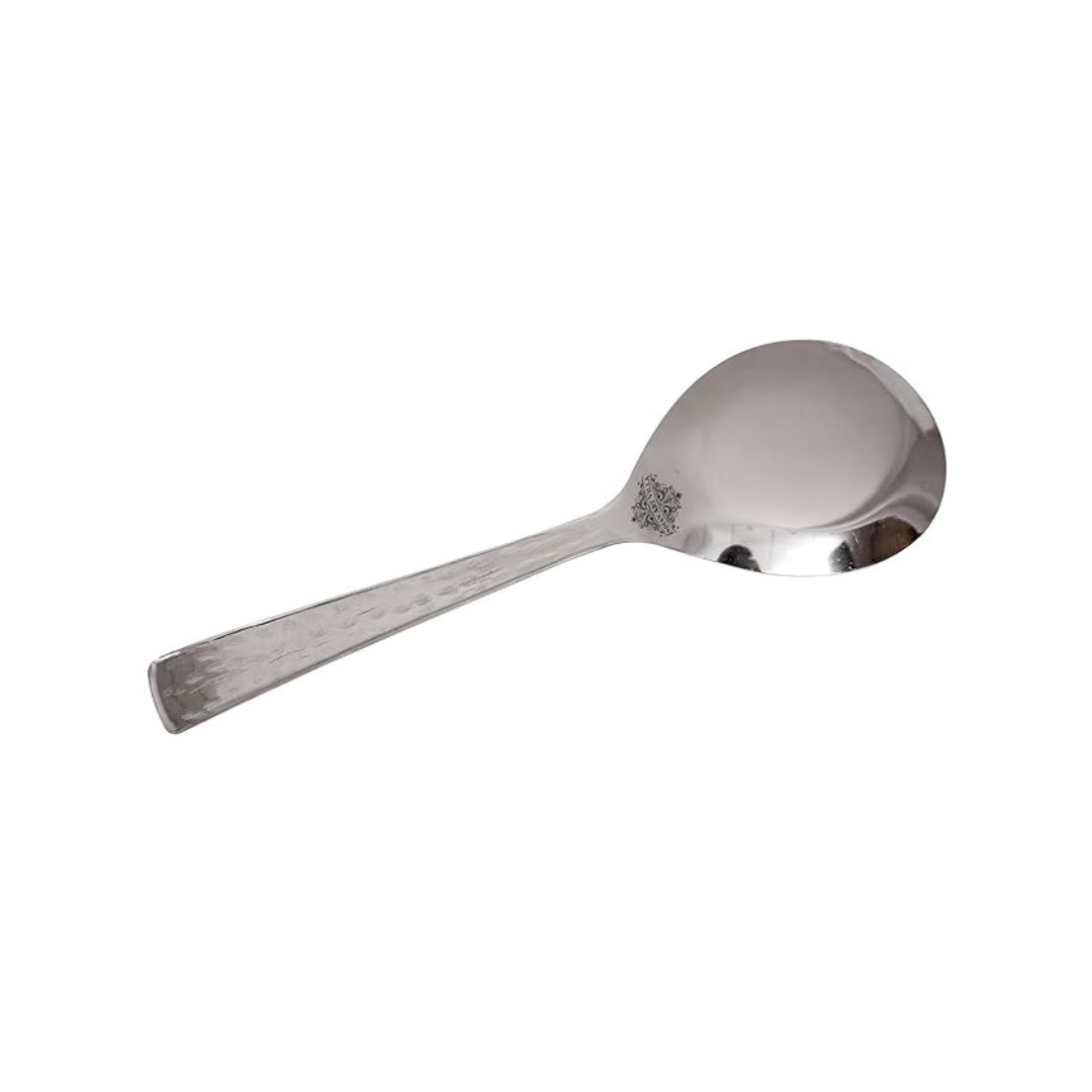 Indian Art Villa Handmade Hammered Stainless Steel Rice Spoon Cutlery, 1 Pieces, Silver