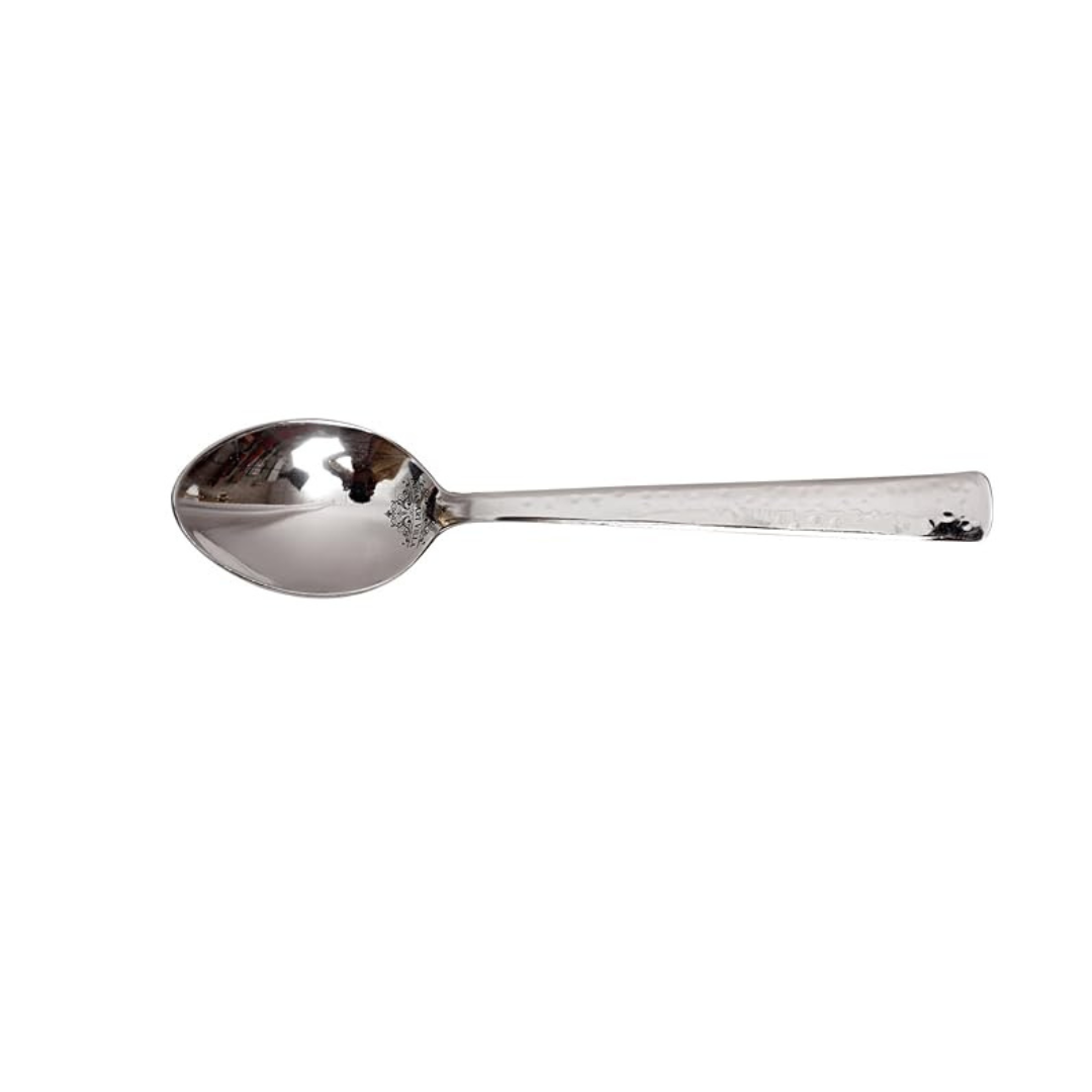 IndianArtVilla Handmade Hammered Stainless Steel Baby Spoon Cutlery Set, 2 Pieces