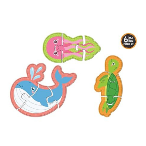 Popcorn Games & Puzzles Ocean World 3 Piece Puzzles 6 In A Box & 3D Fish 1 Multicolor