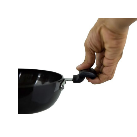 Hazel Hard Anodized Kadai Small Kadai for Deep Frying 2700 Ml with 3 mm Thickness