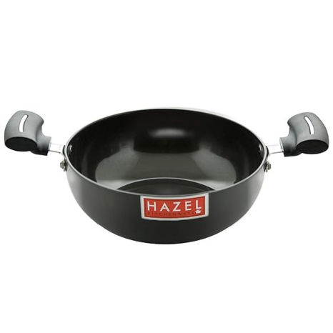 Hazel Hard Anodized Kadai Small Kadai for Deep Frying 2700 Ml with 3 mm Thickness