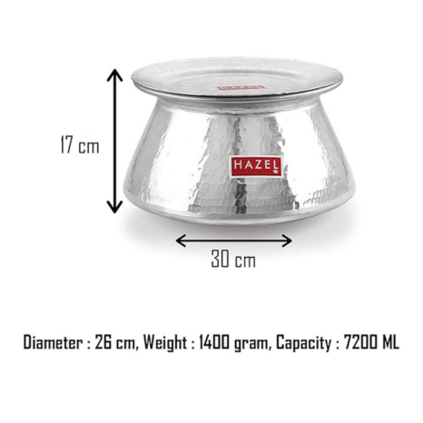 Hazel Aluminium Hammered Finish Handi with Lid Biryani Rice Cooking Pot Degri Tope